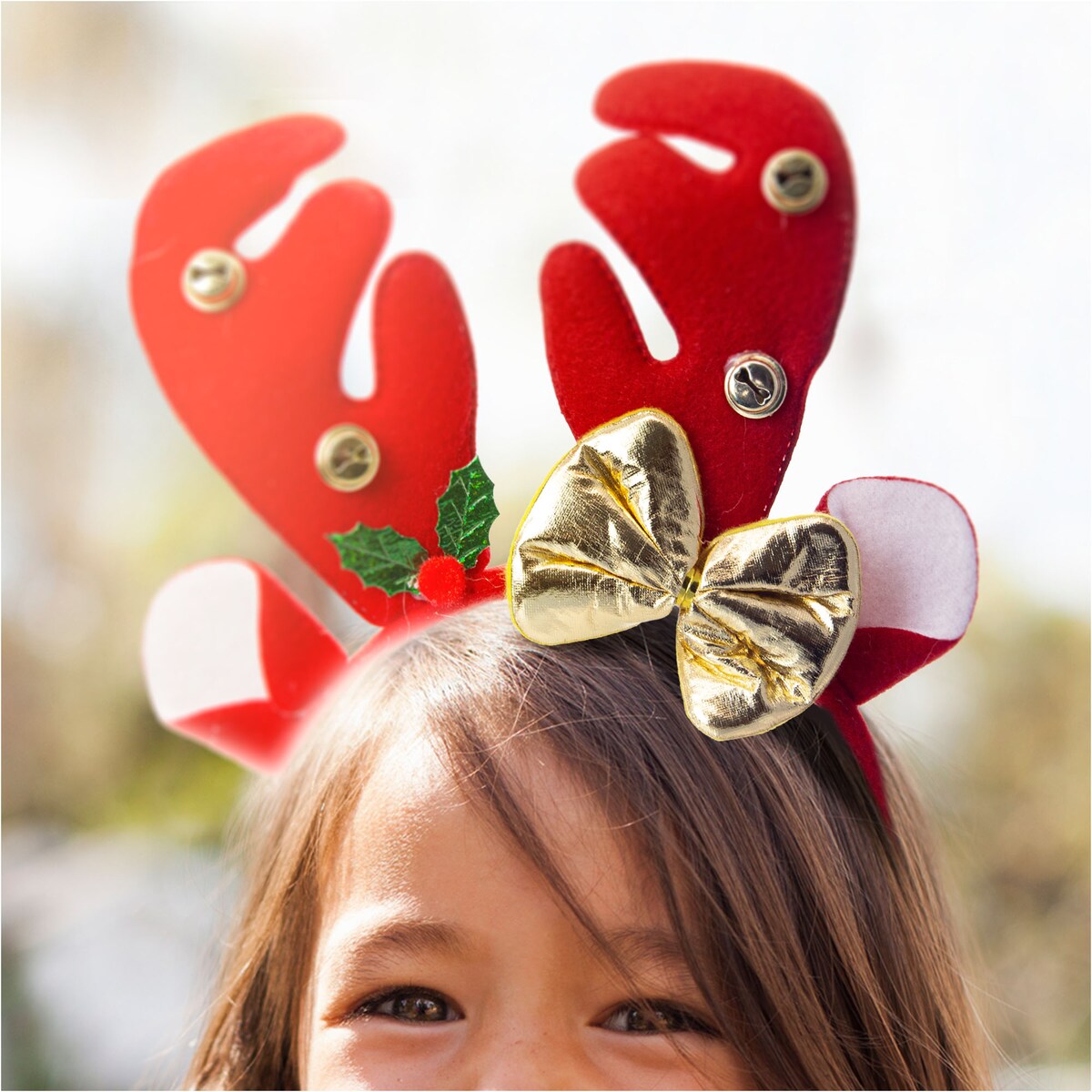 Opaska Na Głowę Rogi Renifera 24X25 Cm Święta Mikołajki Ozdoba Do Włosów Czerwone