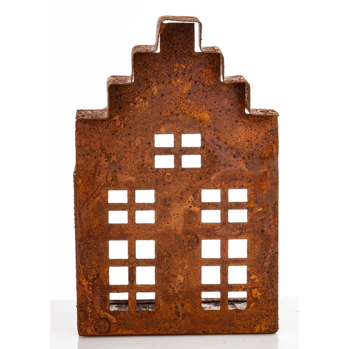 Dekoracja - domek metalowy rdzawy 15x10x7,5 cm RUGGINE small