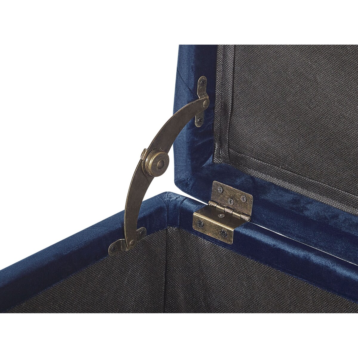 Puf ze schowkiem welurowy ciemnoniebieski LORETTO