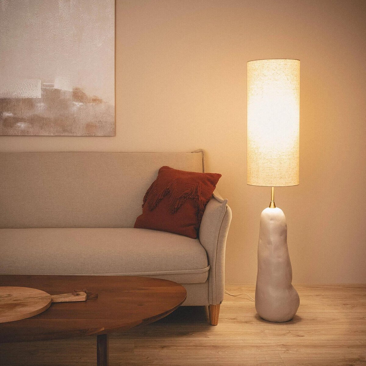 Lampa podłogowa beżowa Lava 137 cm