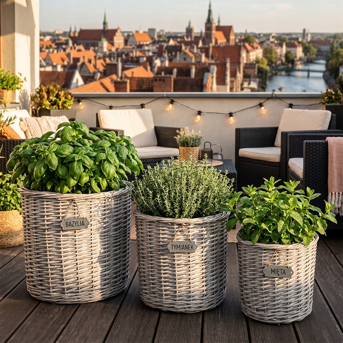 DUŻY KOSZ WIKLINOWY 50cm NA KWIATY DREWNO DUŻY DONICA OSŁONKA KWIETNIK 3szt