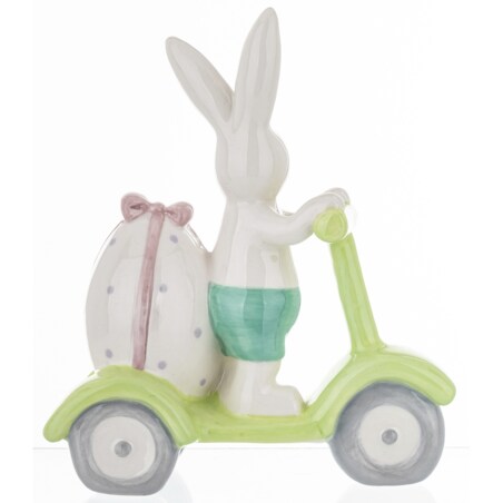 Dekoracja - króliczek na hulajnodze 19x6,5x15 cm z pisanką