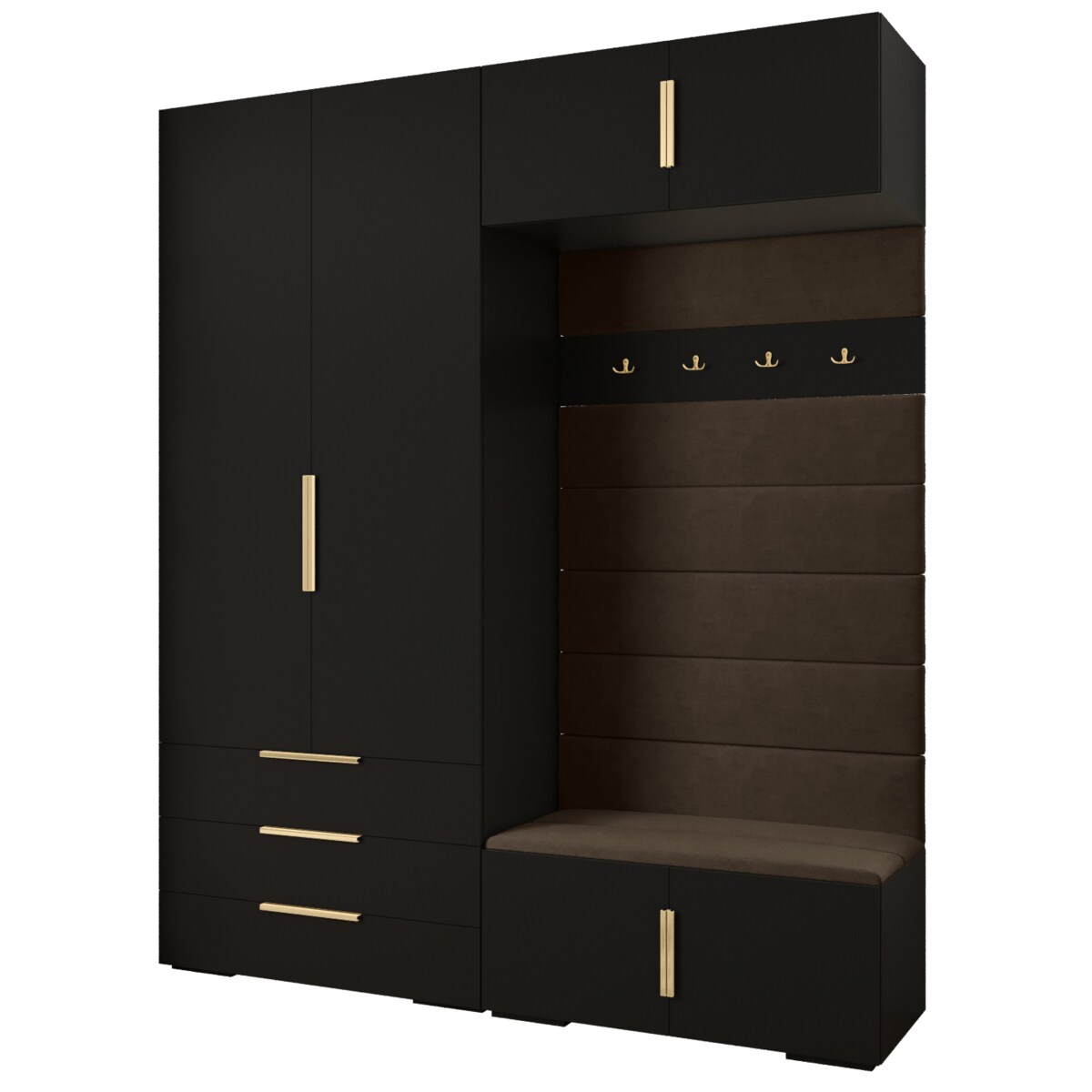 Garderoba do przedpokoju INOVA 1 Z12 czarny+złoty+manila04