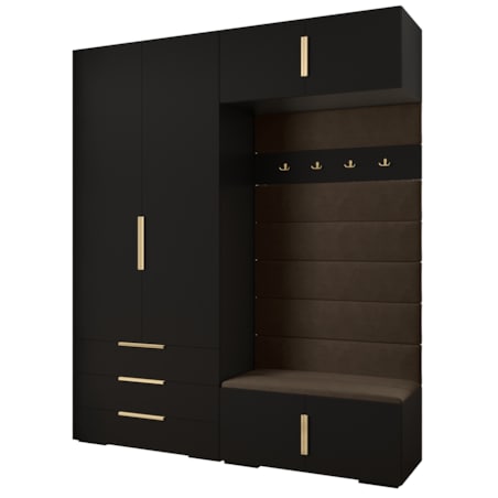 Garderoba do przedpokoju INOVA 1 Z12 czarny+złoty+manila04