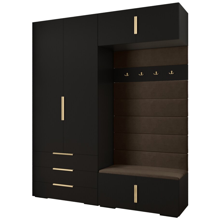 Garderoba do przedpokoju INOVA 1 Z12 czarny+złoty+manila04