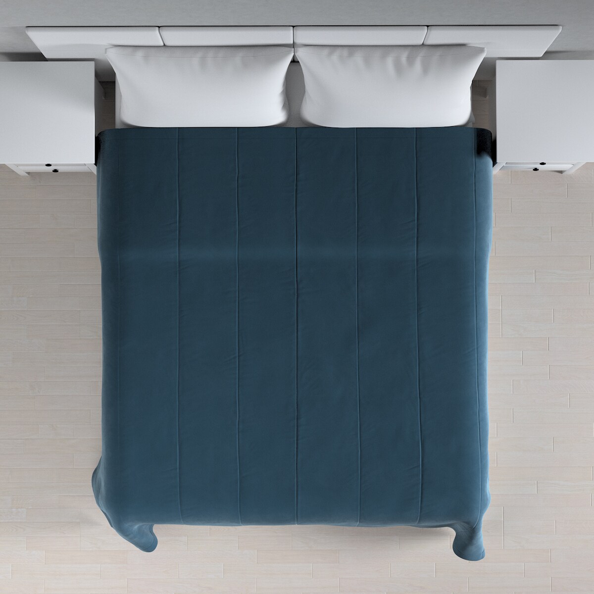 Narzuta pikowana w pasy Velvet 130x210 pruski błękit