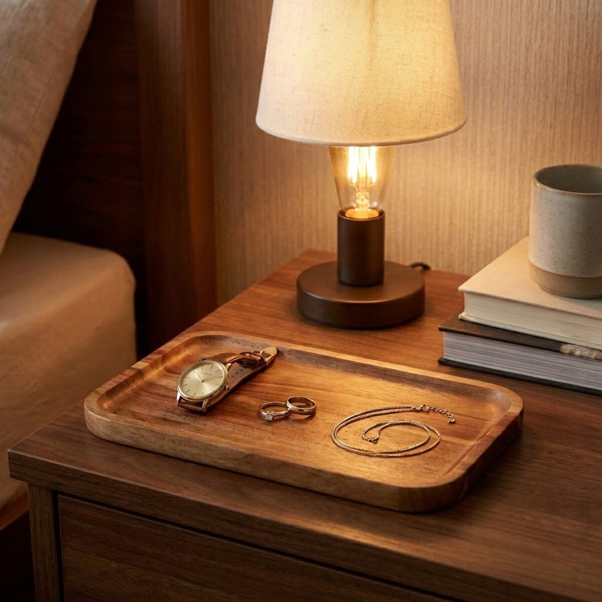 TACA KUCHENNA DREWNIANA NA NACZYNIA KLUCZE BOHO DO SALONU DOMU AKACJA