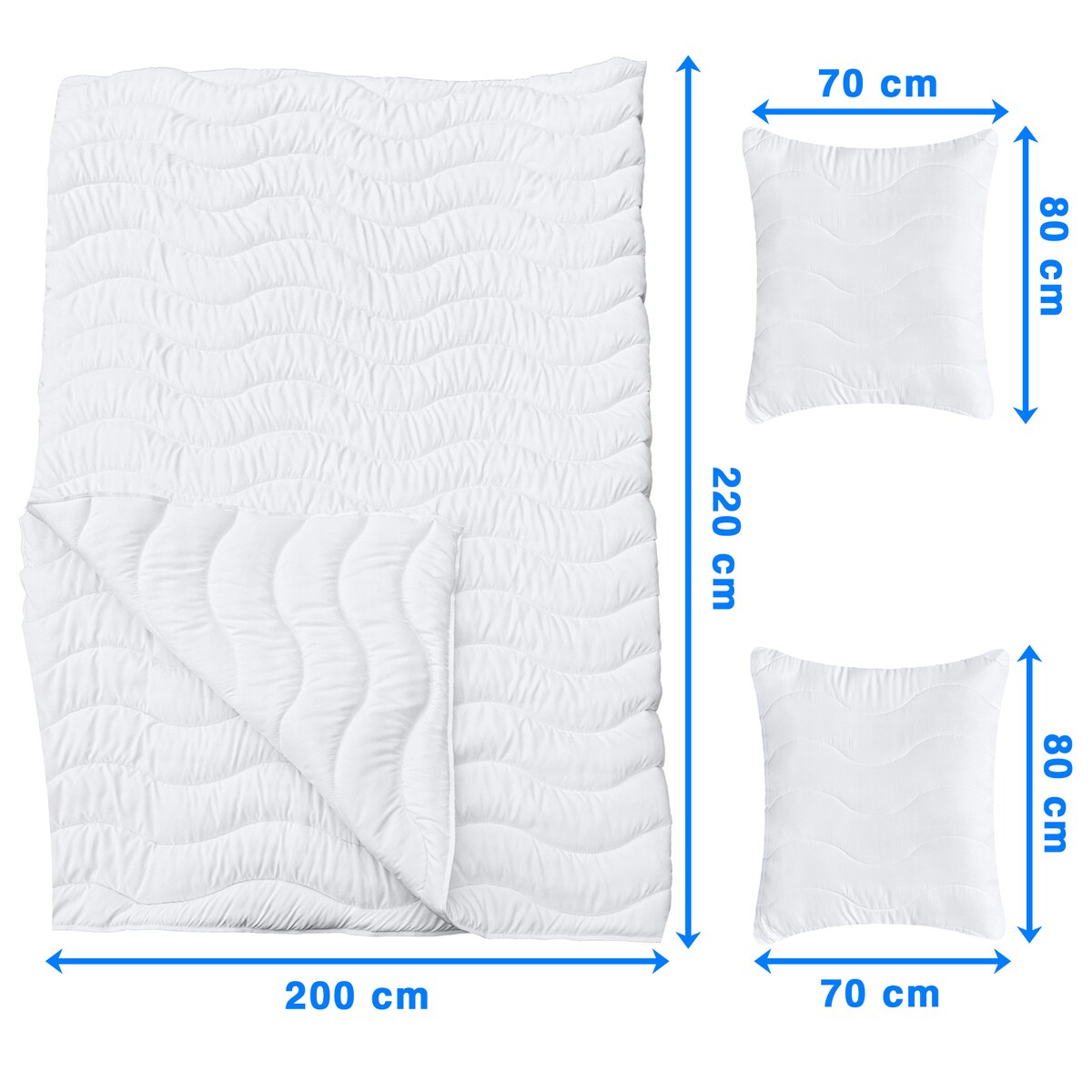 Kołdra Całoroczna 220X200 Cm + 2 Poduszki 70X80 Cm Zestaw Mikrofibra Antyalergiczna Pikowana