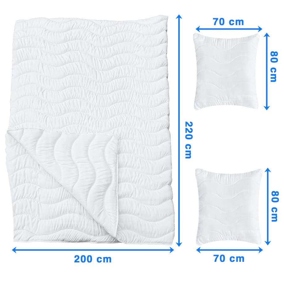 Kołdra Całoroczna 220X200 Cm + 2 Poduszki 70X80 Cm Zestaw Mikrofibra Antyalergiczna Pikowana