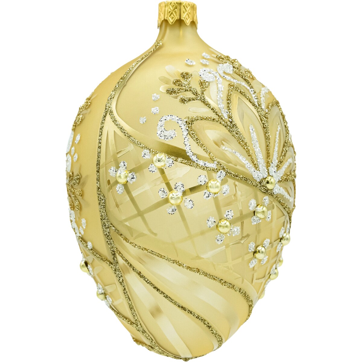 Bombka choinkowa: Jajo z perełkami: złote