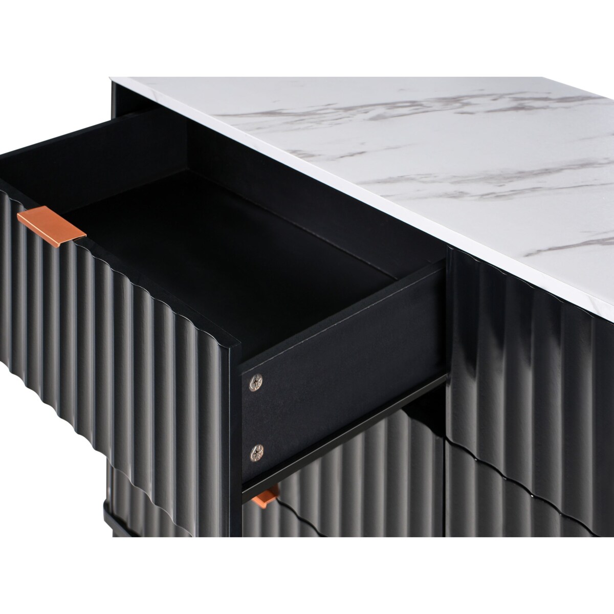 Komoda 6 szuflad GLASTONBURY 80 cm Efekt marmuru Biały marmur