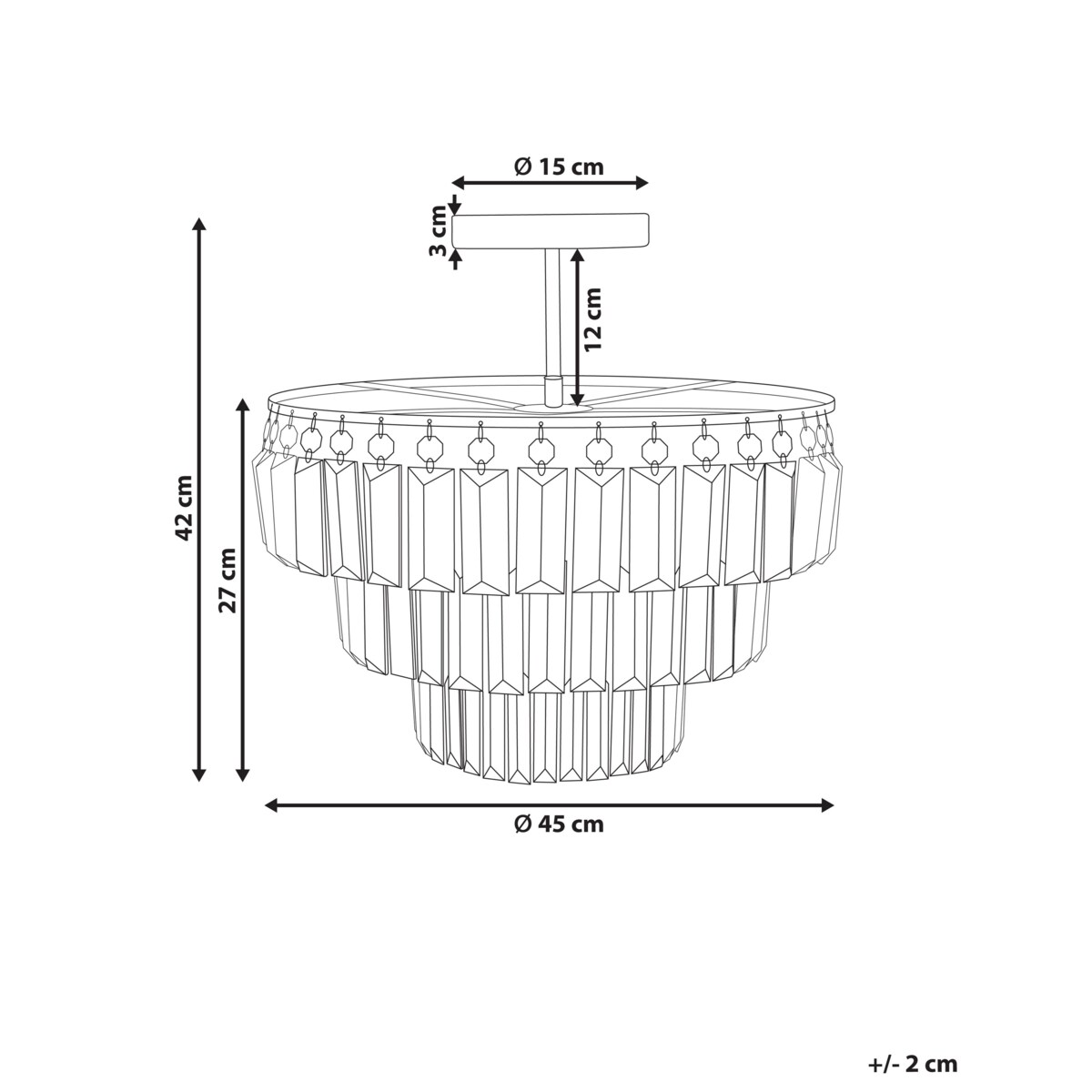 Żyrandol z kryształkami srebrny AMENEIRO