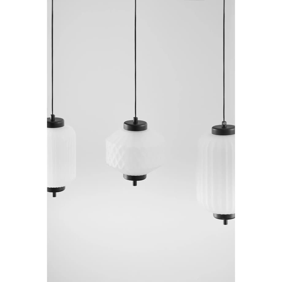 Lampa wisząca LED z metalu i szkła z 5 punktami świetlnymi Necsar