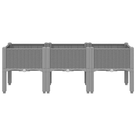 vidaXL Donica ogrodowa z nóżkami, jasnoszara, 120x40x42 cm, PP