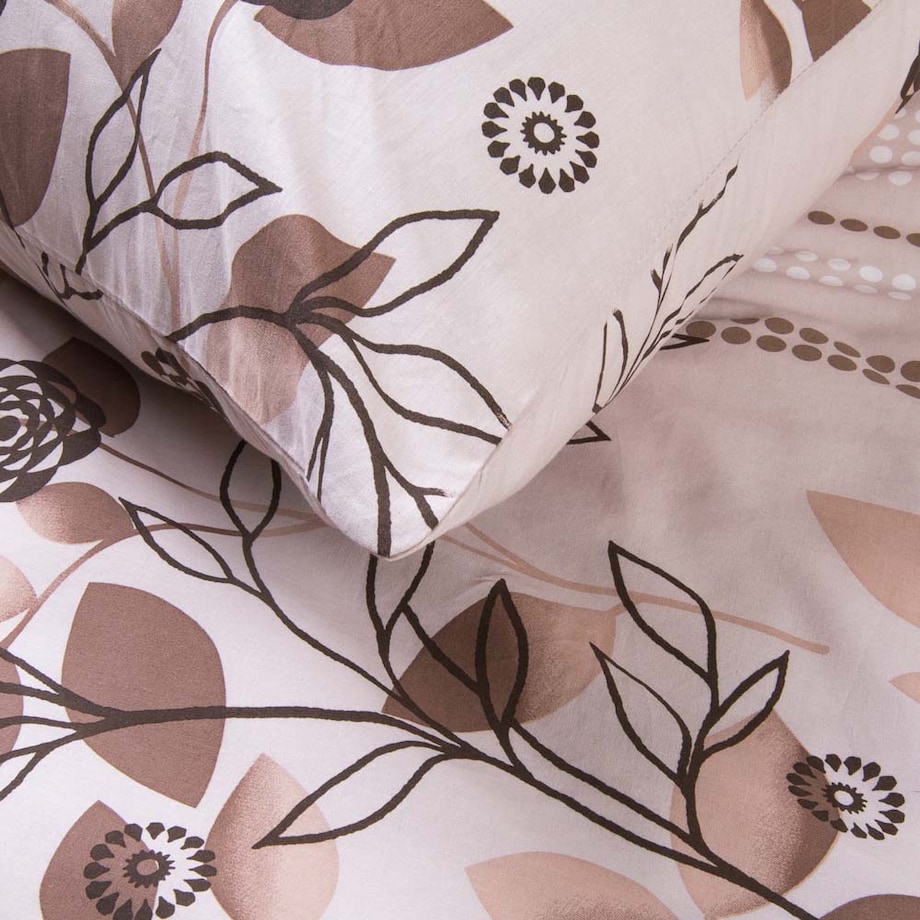 Pościel bawełniana 140x200 Rosalia w beżowe kwiaty, Cottonlove