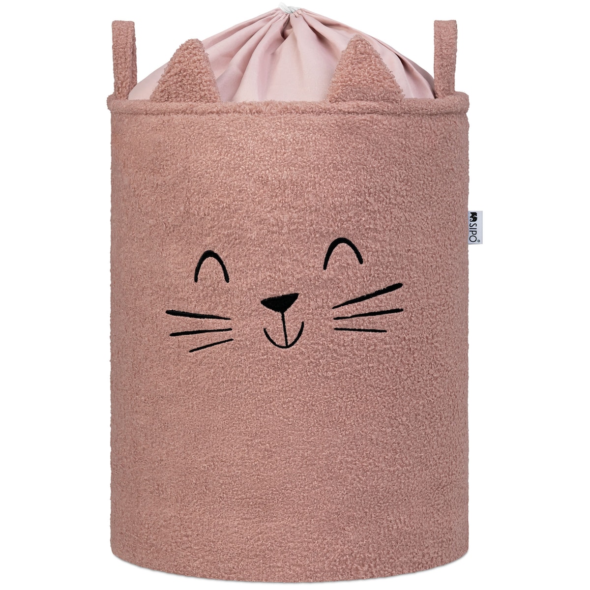 kosz na zabawki sipo, wersja premium boucle, zamykany na ściągacz, różowy kot, xl