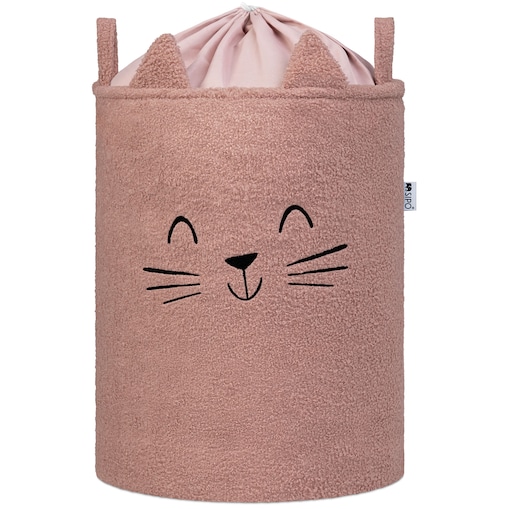 kosz na zabawki sipo, wersja premium boucle, zamykany na ściągacz, różowy kot, xl