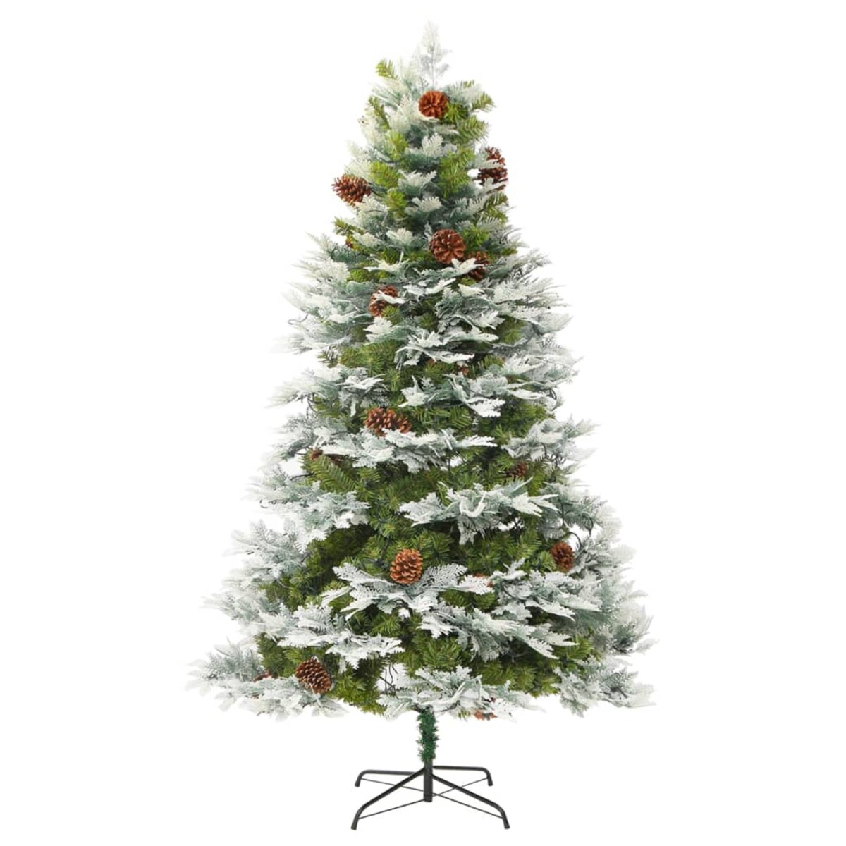 vidaXL Sztuczna choinka z lampkami i szyszkami, zielona 195 cm, PVC/PE