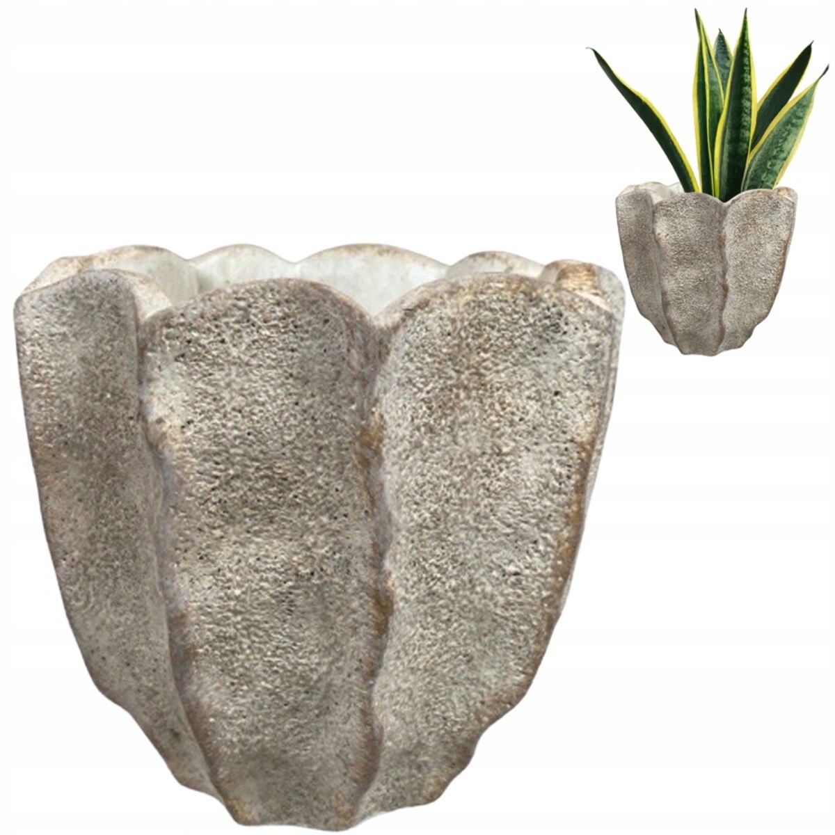 DONICZKA BETONOWA SZARA 16cm osłonka na doniczkę parapet zamiokulkas bonsai
