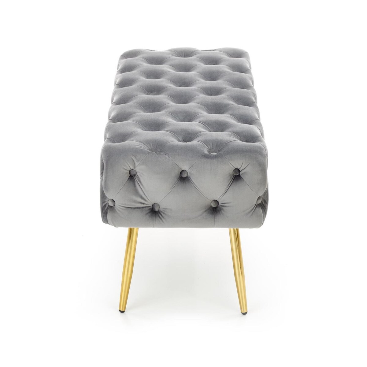 ŁAWKA TAPICEROWANA Nate SZARA pikowana złote nóżki