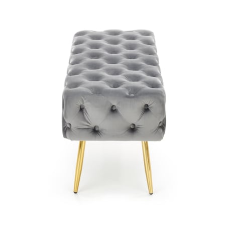 ŁAWKA TAPICEROWANA Nate SZARA pikowana złote nóżki