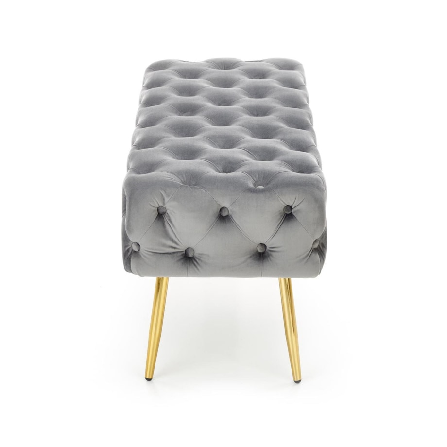 ŁAWKA TAPICEROWANA Nate SZARA pikowana złote nóżki