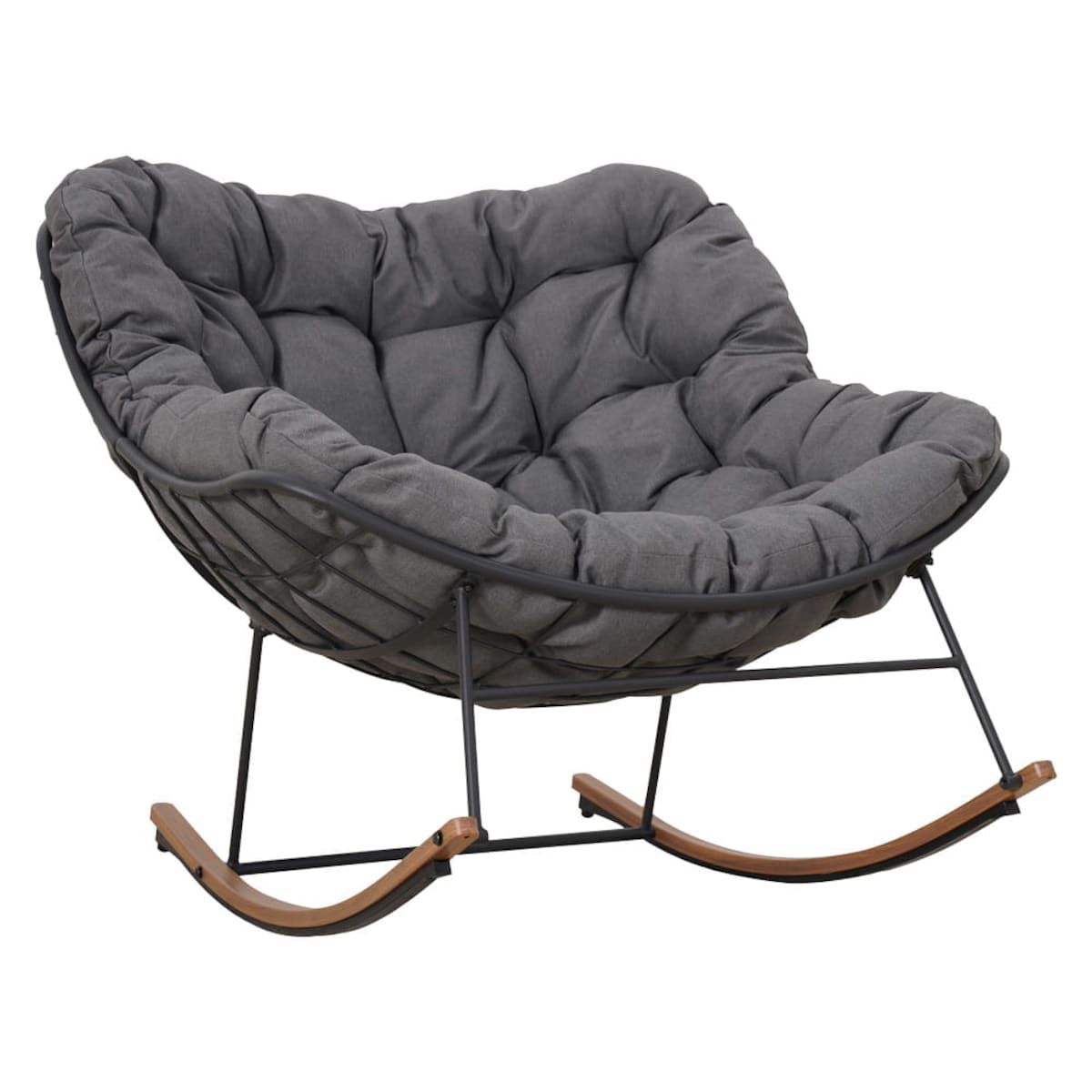 Fotel bujany ogrodowy ze stalową ramą Nube szary