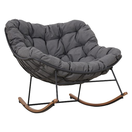 Fotel bujany ogrodowy ze stalową ramą Nube szary