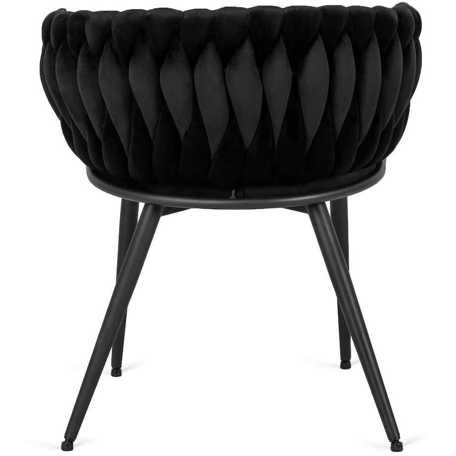 Krzesło Tapicerowane Welurowe Plecione Nowoczesne Do Jadalni EMPOLI Czarne
