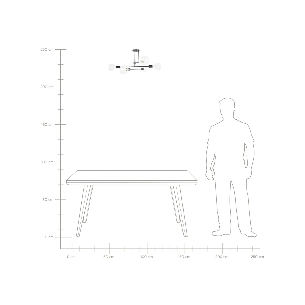 Lampa sufitowa 6-punktowa metalowa czarna KIDANE