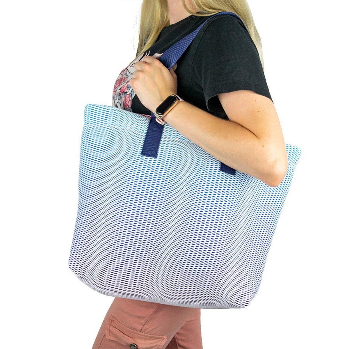 Torba na zakupy różowo-niebieska 45×33 cm