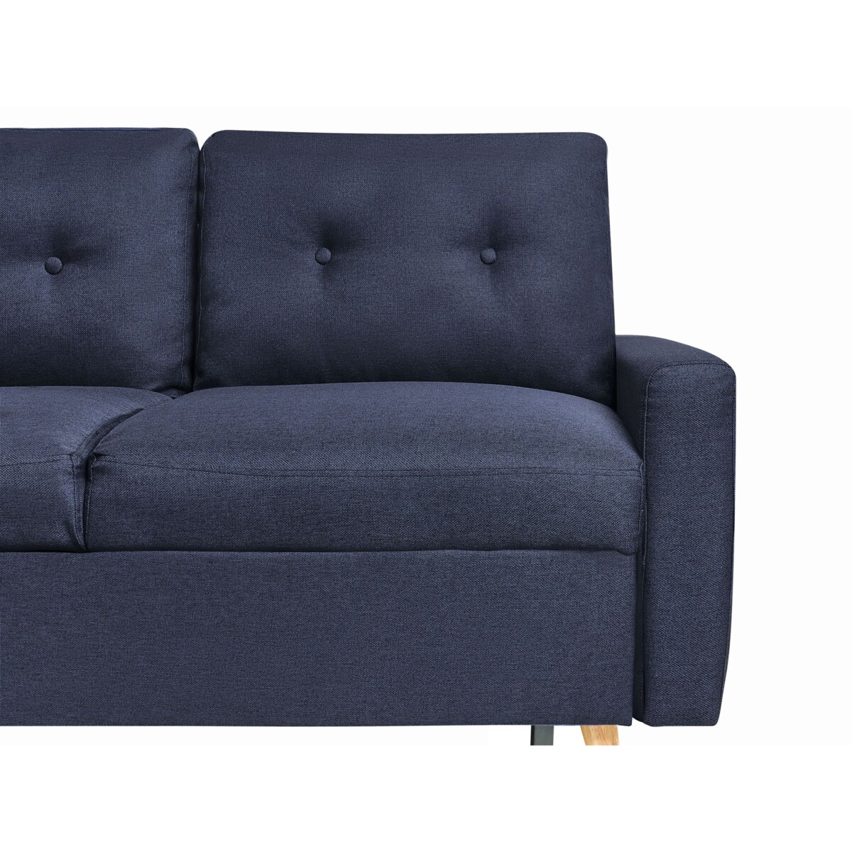 Narożnik rozkładany FLAKK Granatowy ze schowkiem dla 4 osób Prawostronny