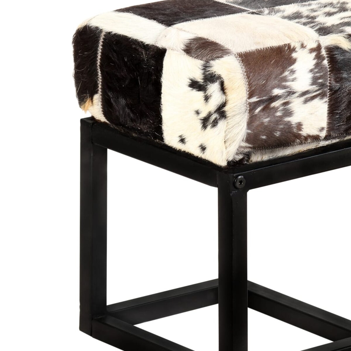 vidaXL Ławka 160 cm, czarna, patchworkowa, prawdziwa kozia skóra