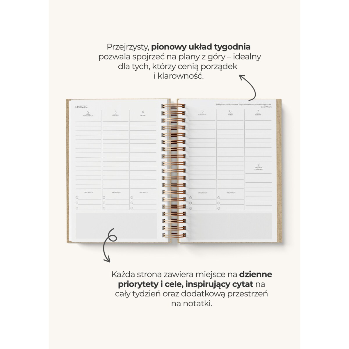 Planner Tygodniowy 2026 na spirali – Blueberry