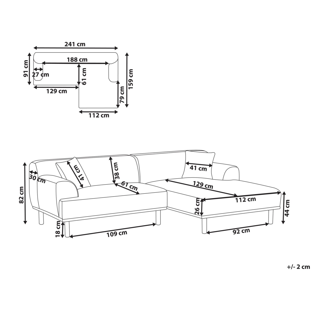 Sofa narożna lewostronna HOLT Boucle Biały Lewostronny