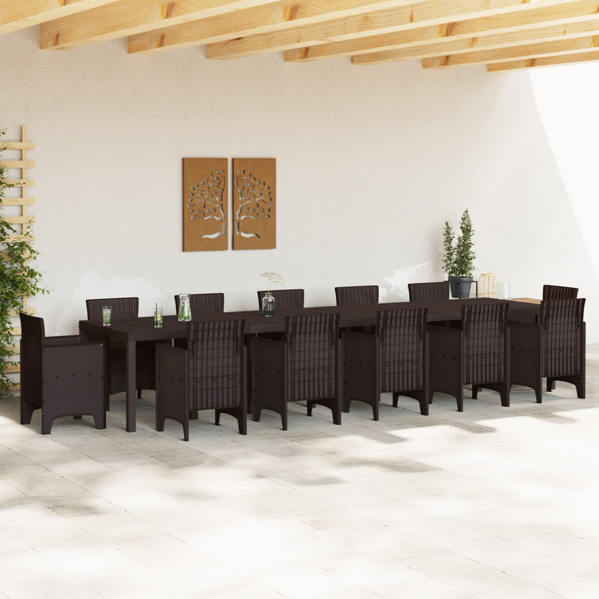 vidaXL Stół Ogrodowy Brązowy 400x100x73 cm Poli Rattan
