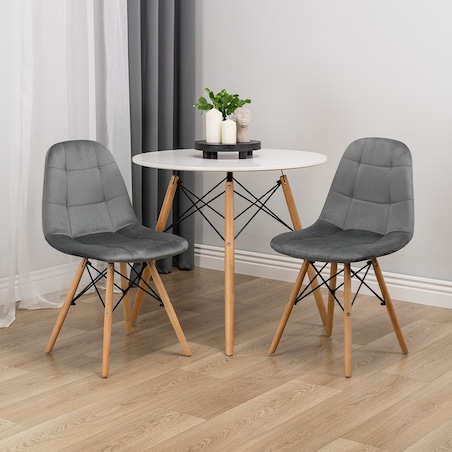 Krzesło tapicerowane do salonu welurowe skandynawskie szare