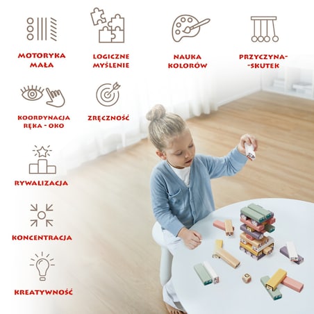Jakie to zwierzę? Drewniana wieża z klocków – gra zręcznościowa dla dzieci 36 mies.+ Top Bright