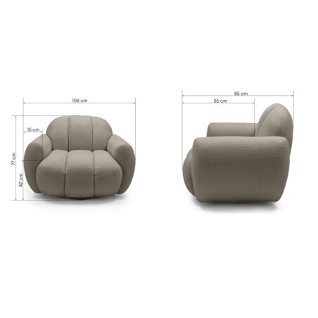 Fotel obrotowy 77x106x85 PALLASS bouclé brązowoszary