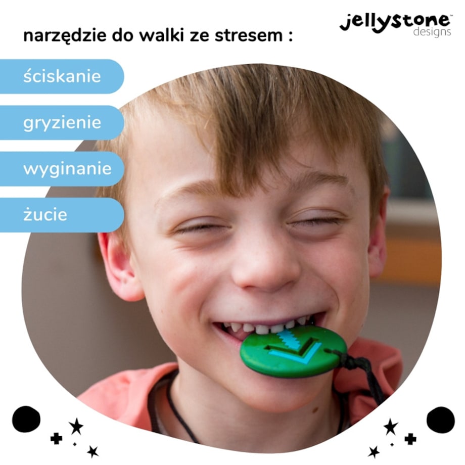 Gryzak terapeutyczny, strzałka, zielony, Jellystone Designs