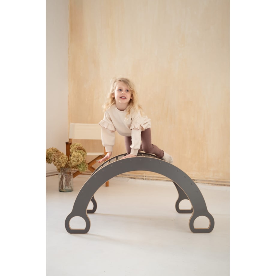 DUŻY bujak montessori + DUŻA zjeżdżalnia DRABINKA - szary