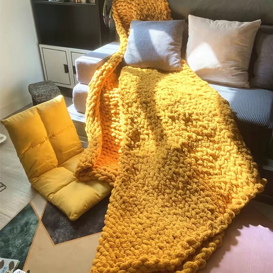 Włóczka do szydełkowania wyplatania gruba Chenille 20 mm niebieska #22