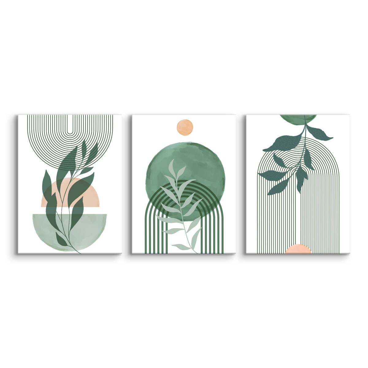 3x Obraz Do Salonu Set Natura Boho Liście Tropikalne Akwarele Rośliny 30x40cm