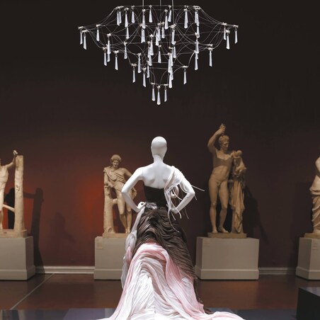 Żyrandol z kryształkami Crystal net 7783-54P Step glamour ażurowy chrom