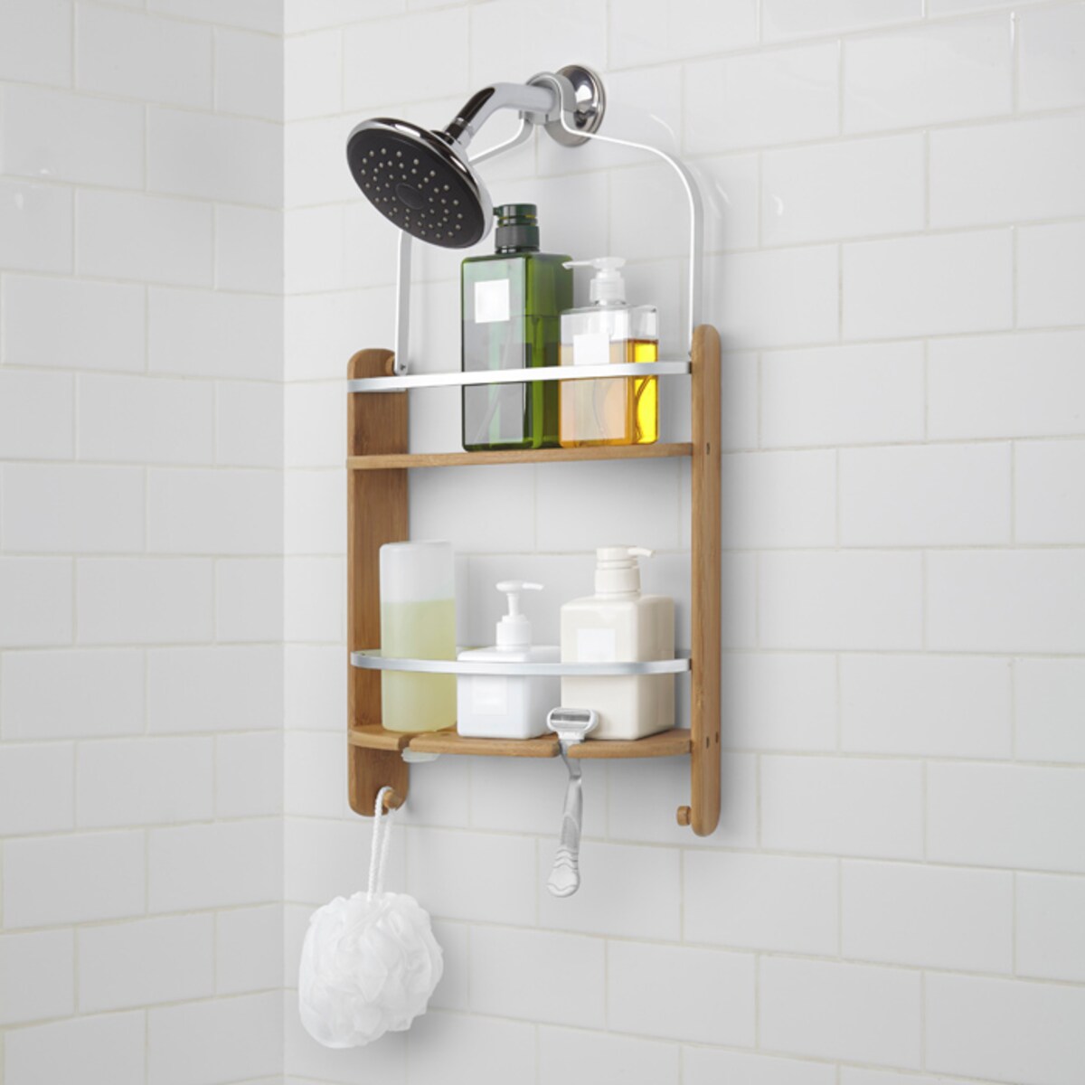 Półka pod prysznic drewniana Shower Caddy, 33.6 x 64.2 x 11.2 cm, Umbra