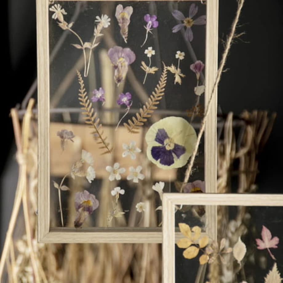 Ramka Dwustronna Wisząca na Liście Suszone Kwiaty na Prezent Zdjecia Ozdobna