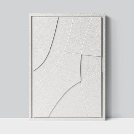 Obraz 3D 50x70cm Abstract II – Dekoracja Ścienna z Tynku Naturalnego, Bianco, Minimalistyczny Relief
