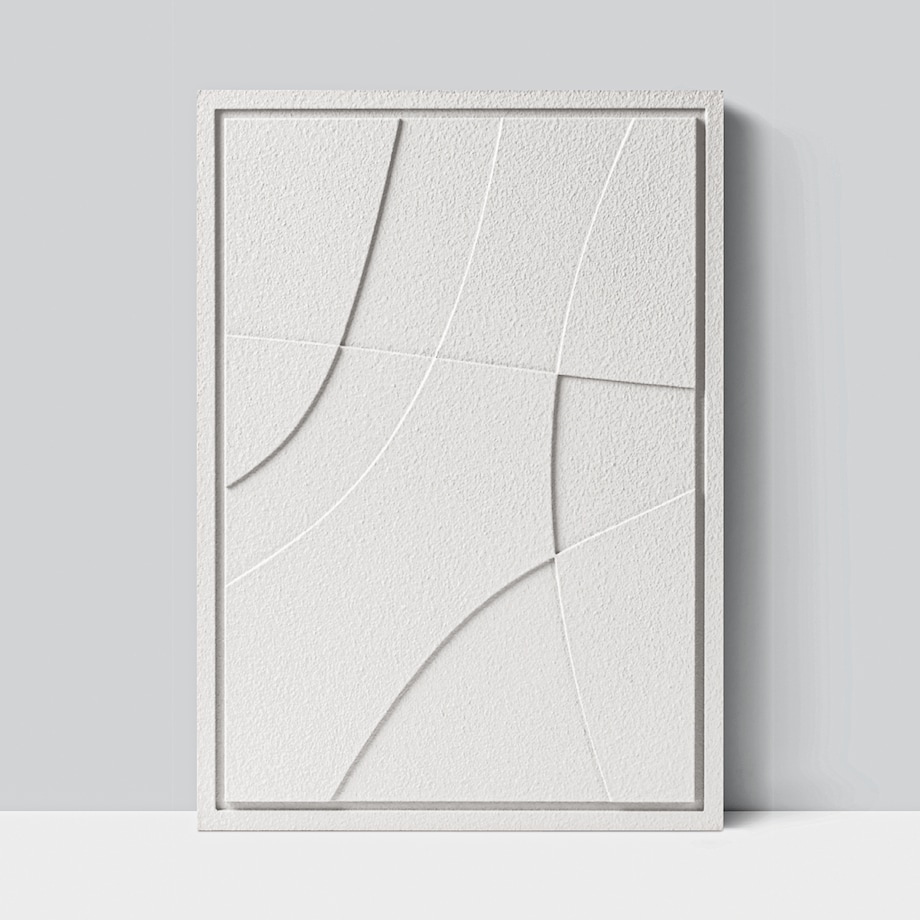Obraz 3D 50x70cm Abstract II – Dekoracja Ścienna z Tynku Naturalnego, Bianco, Minimalistyczny Relief