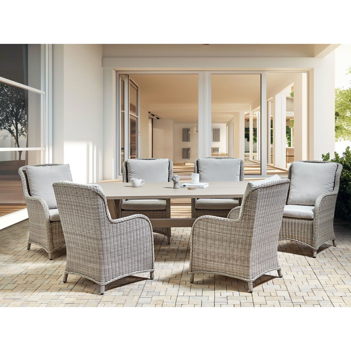 Stół ogrodowy CASCAIS 200 cm 105 cm Metal Beżowoszary