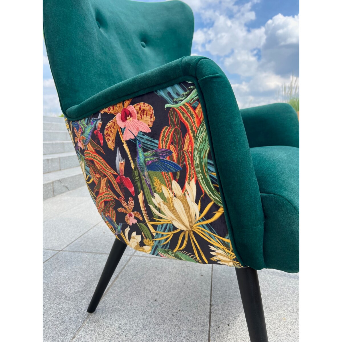 Fotel uszak U01XL Iguana + butelkowa zieleń